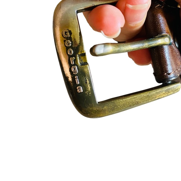 GEORGIA BOOT Brown Leather Hand Tooled Belt 42 - Picture 3 of 8